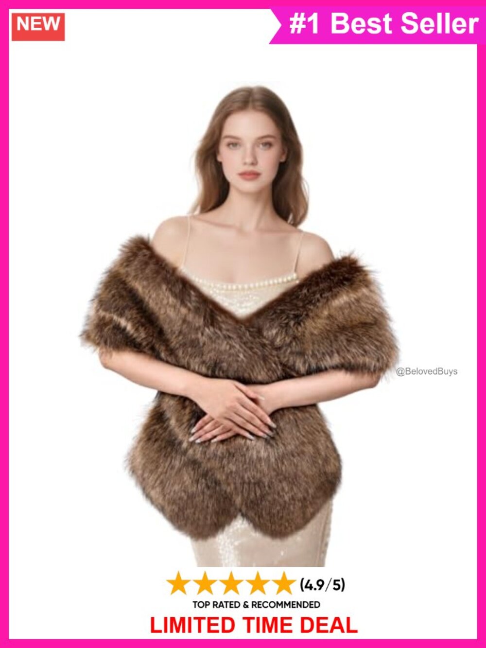 Faux Fur Shawl Long Winter Warm Scarf Wrap Bridal Wedding Cold Weather
